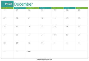 fillable december calendar 2020