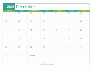 fillable december calendar 2026