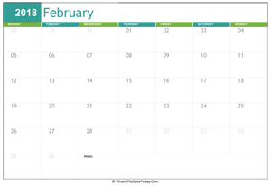 fillable february calendar 2018
