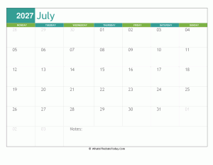 fillable july calendar 2027