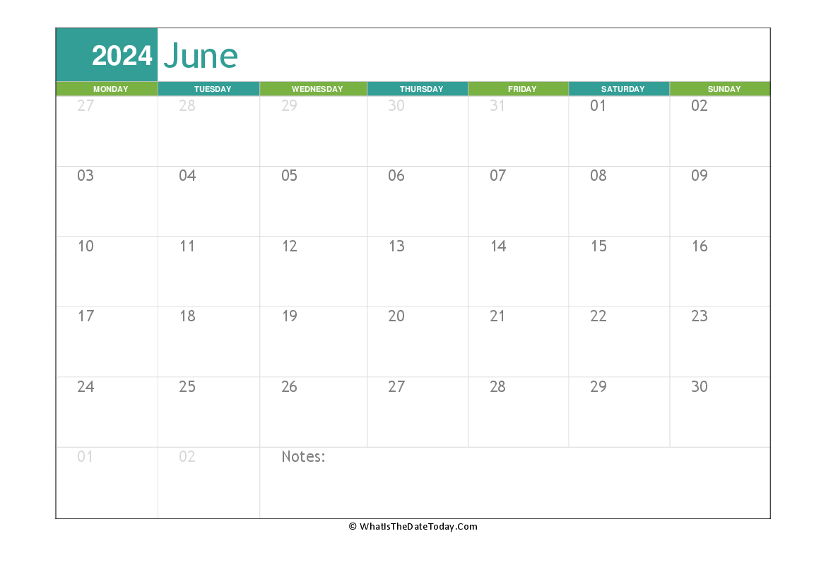 fillable june calendar 2024 with notes