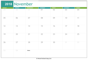 fillable november calendar 2018