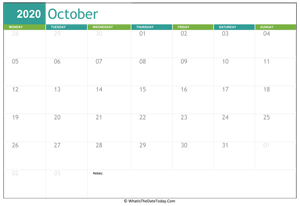 fillable october calendar 2020