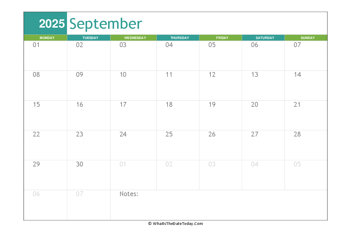 fillable september calendar 2025 with notes