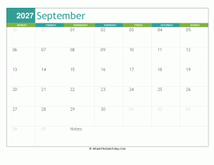 fillable september calendar 2027