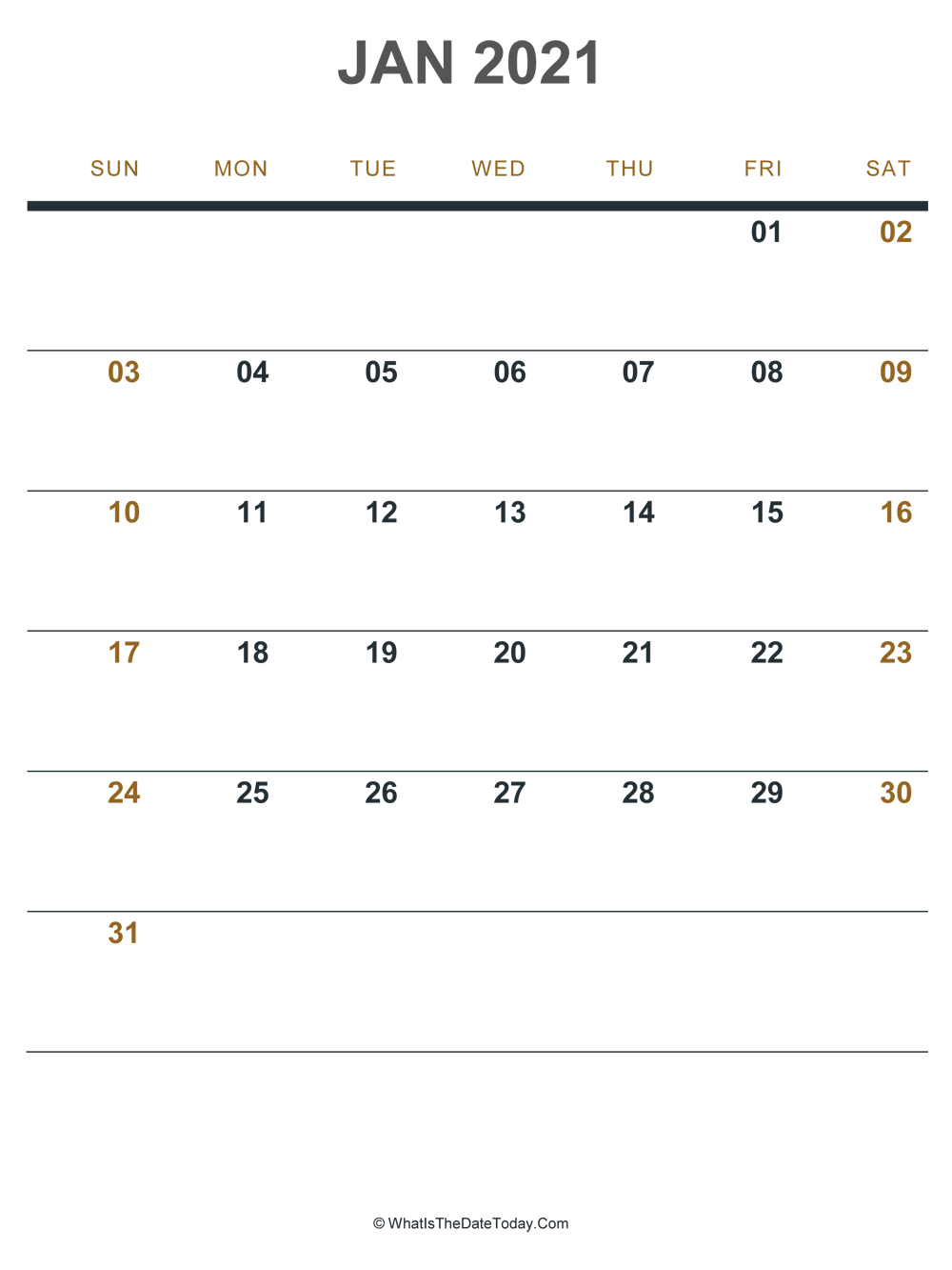 january 2021 printable calendar (portrait layout)