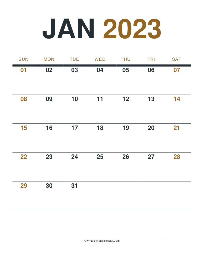 january 2023 printable calendar (portrait layout)