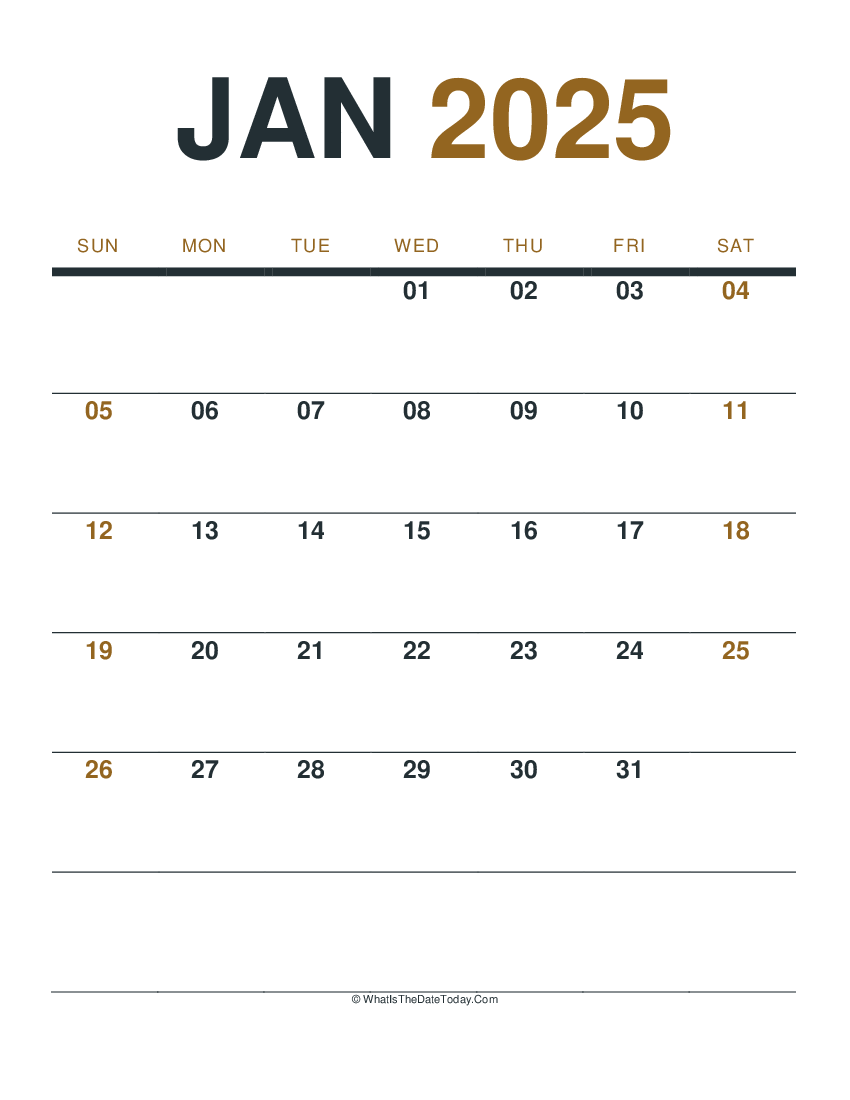 january 2025 printable calendar (portrait layout)