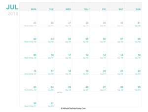 july 2018 editable calendar