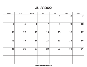 july 2022 calendar