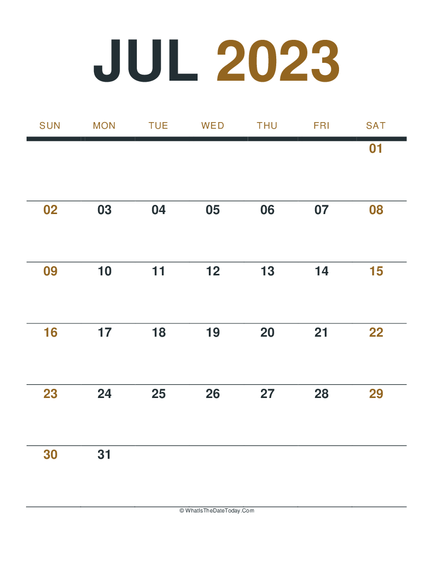 july 2023 printable calendar (portrait layout)