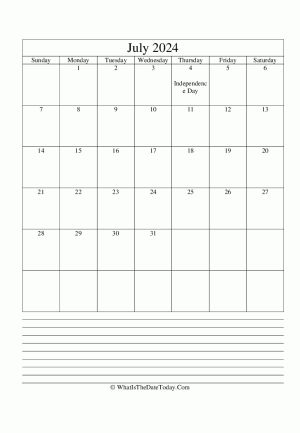 july 2024 calendar editable with notes (vertical)
