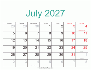 july 2027 calendar printable with holidays