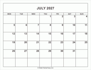 july 2027 calendar