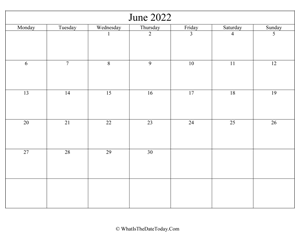 june 2022 editable calendar