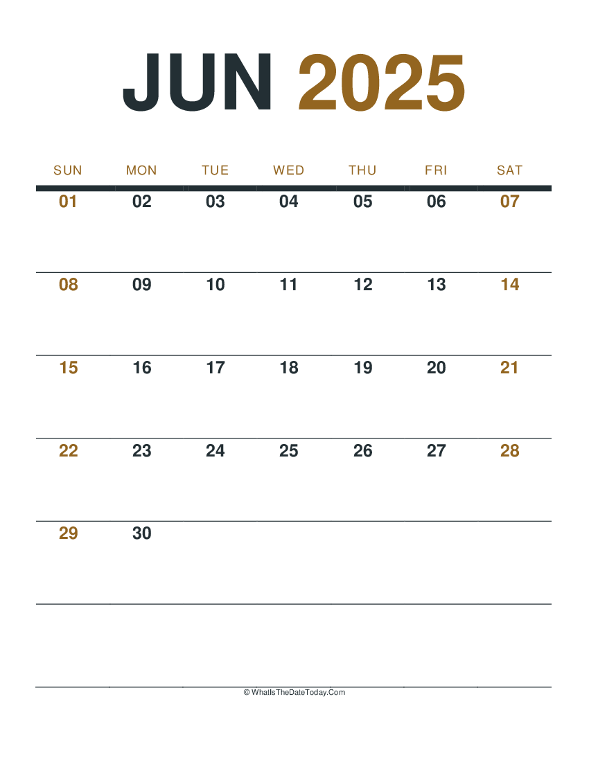 june 2025 printable calendar (portrait layout)