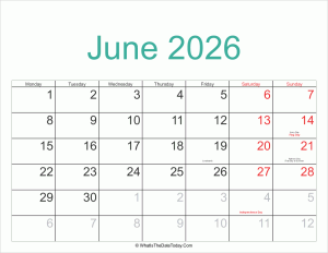 june 2026 calendar printable with holidays