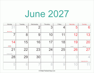 june 2027 calendar printable with holidays