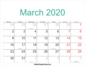 march 2020 calendar printable with holidays