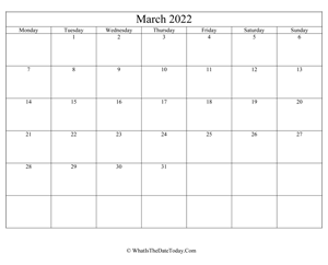 march 2022 editable calendar