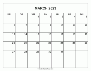 march 2023 calendar