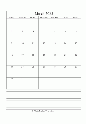 march 2025 calendar editable with notes