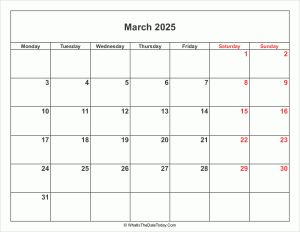 march 2025 calendar weekend highlight