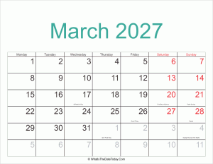 march 2027 calendar printable with holidays