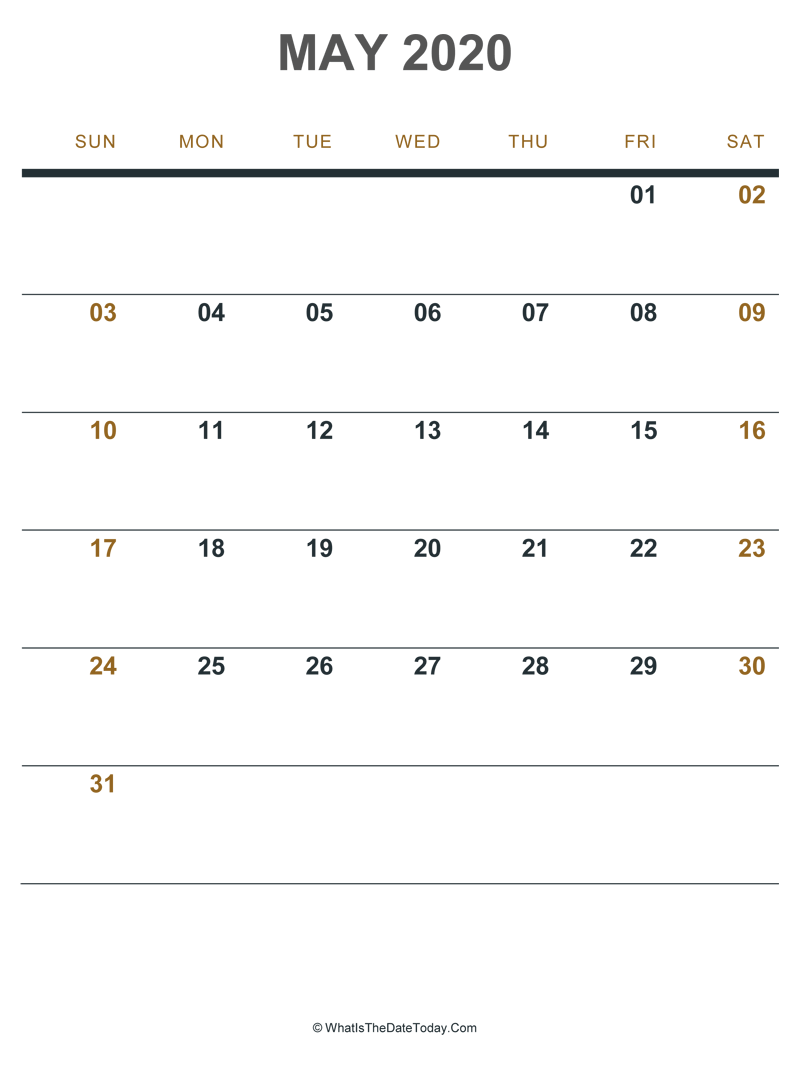 may 2020 printable calendar (portrait layout)