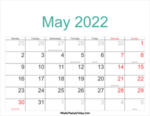 may 2022 calendar printable with holidays
