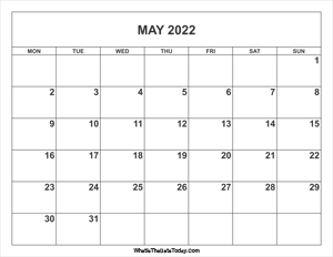 may 2022 calendar