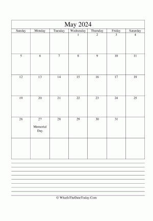 may 2024 calendar editable with notes