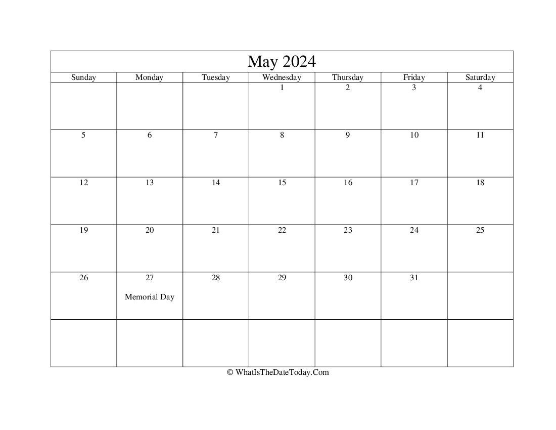 may 2024 Editable Calendar
