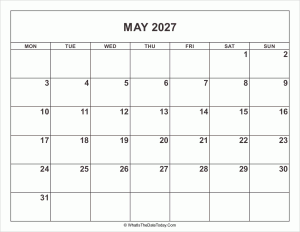 may 2027 calendar