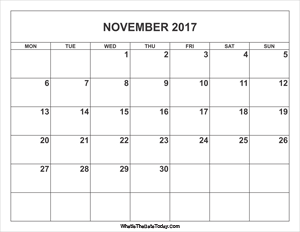 november 2017 calendar