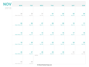 november 2018 editable calendar