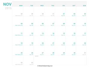 november 2019 editable calendar