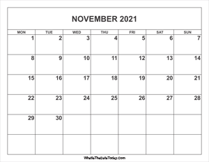 november 2021 calendar