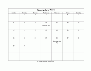 november 2026 editable calendar