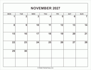 november 2027 calendar