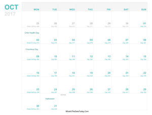 october 2017 editable calendar