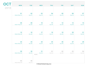 october 2018 editable calendar