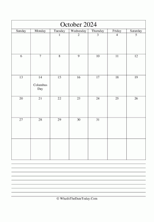 october 2024 calendar editable with notes (vertical)