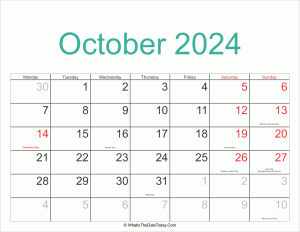 october 2024 calendar printable with holidays
