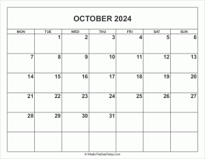 october 2024 calendar