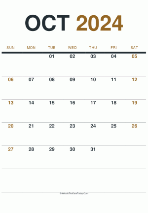 october 2024 printable calendar