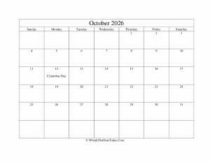 october 2026 editable calendar