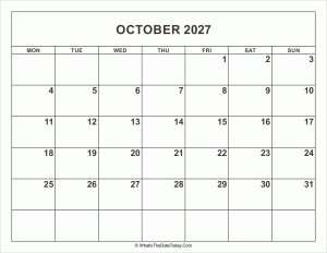 october 2027 calendar