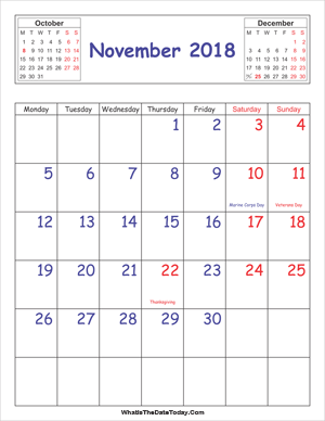 printable 2018 calendar november