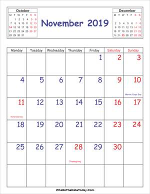 printable 2019 calendar november